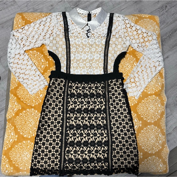 VENUS Womenβs Cut out Tweed dress 8 floral embroidered elegant midi long sleeve - Picture 2 of 16